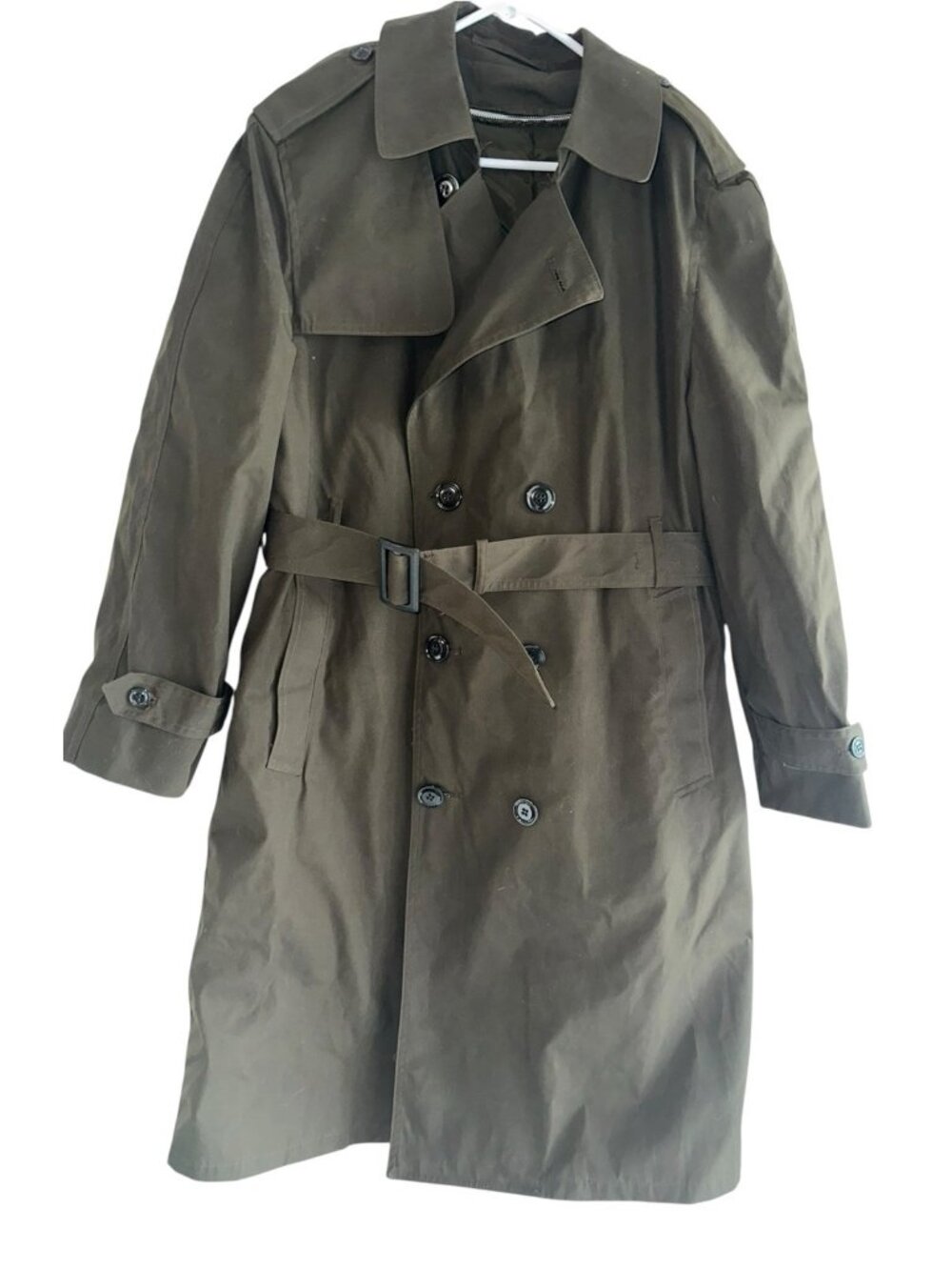 Vtg US Army All Weather Trench Coat 40S Brown American Apparel Zip Out Liner